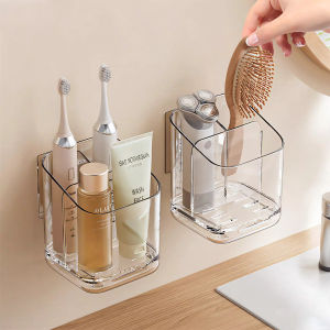 Wall-Mounted Toothbrush and Toothpaste Storage Organizer No Drilling