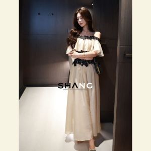 SHANGSHA | Flirty and Pure Style Lace Waist Corset Off-Shoulder Dress