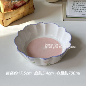 Specialized Air Fryer Bowl High Aesthetic Value Oven Bowl Breakfast Cereal Bowl Dessert Fruit Salad Bowl round Shape Porcelain