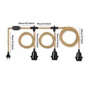 Bộ Đèn Treo JOYINLED 3 Bóng Kèm Dây Thừng Gai Và Dây Điều Chỉnh Độ Sáng Thích Hợp Cho Nhà Bếp Nhà Hàng Phòng Học