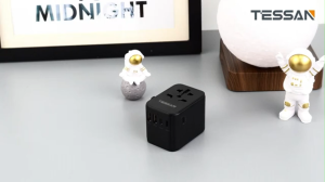 TESSAN 17W Multi-Outlet Universal Travel Adapter with 3 USB Ports & Type-C Fast Charging for International Travelling