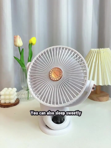 30000mAh Clip-On Desk Fan with LED Light 5-Speed Ultra Quiet Brushless Motor USB-C Rechargeable Portable Air Circulator for Home/Office/Outdoor