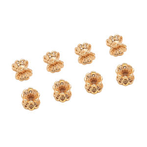 5pcs 14K Gold Color Brass Double Side Flower Beads Caps Spacer Beads High Quality for Bracelet Jewelry Making Accessories