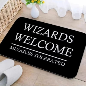 VIKAMA Muggles Welcome Wizards Tolerated Quote Funny Magic Humor Art Flannel Door Mat Non Slip Entryway Bedroom Living Room Home