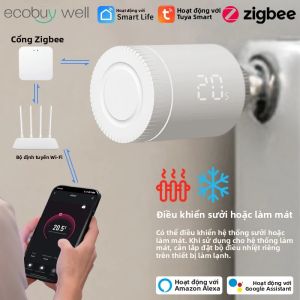 Van Điều Nhiệt Thông Minh ZigBee 3.0 Bộ Điều Khiển Nhiệt Độ Tương Thích Tuya Màu Trắng Hoạt Động Với Google Alexa IP20