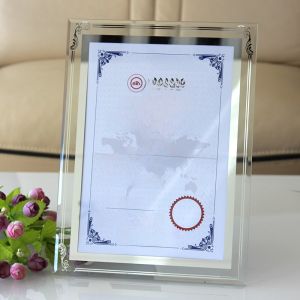 Modern Simple Rectangle Crystal Glass Patent Award Certificate Display Frame Tabletop Print Patent Medal Shell Home Decor