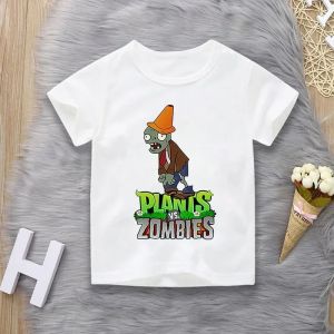 Bandai | Plants Vs. Zombies Printed Casual T-Shirt for Boys & Girls Short Sleeve Top for Middle School Students Family Matching Outfits