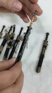 12cm Vintage Ancient Chinese Sword Metal Mini Replica Unsharpened Handmade Craft Home Decor Weapon Collectible Gift for Men