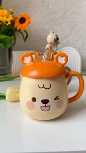 Insulala แก้วมัคเซรามิกน้องหมี แก้วกาแฟน่ารักๆ 400ML พร้อม ชา กาแฟ นม