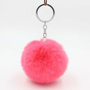 Fake Hair Bulb Creative Car Pendant Stuffed Handbag Pendant 8cm Imitate Rex Rabbit Fur Pendant Key Ring with Silver