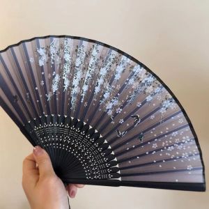Traditional Chinese Style Small Folding Fan Womens Hanfu Dance Fan Summer Bamboo Fan Retro Print Home Daily Use Fan