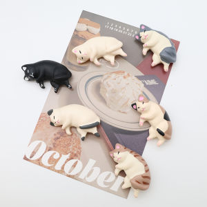 6 Color Resin Cartoon Sleeping Cat With Magnet Strong Magnetic Fridge Magnets Sticker Hook for Photo Memo Refrigerator DIY Decor