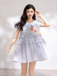 KEIKO | Sweet Berry Strawberry Patterned Gingham A-Line Babydoll Dress