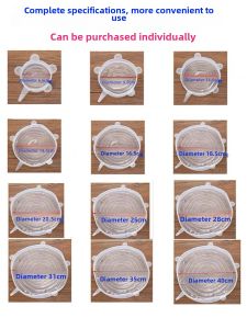 More Sizes Edible Silicon Plastic Wrap Lid Neutral round Bowl Cover Sealing Film Cup Lid Neutral Transparent Lunch Box