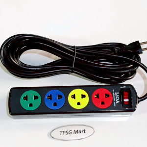 Ổ cắm điện LiOA dây dài 3m / 5m (Model 4TSN 5A / 250VAC (Max 1100W ) nắp bảo vệ công tắc ON/OFF)