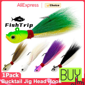 FishTrip Bucktail Jig Head Hook Hair Jig Hook Fishing 7-56g Sea Multicolor Trout Bass Fishing Lure Accessories Saltwater