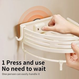 No-Drill Suction Cup bathroom corner wall mounted triangular basket bathroom toilet Kitchen storage rack