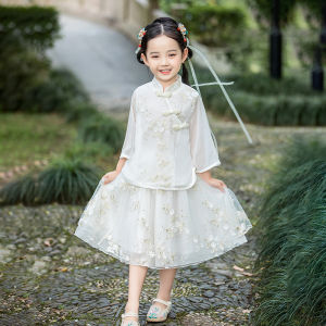 Girls Hanfu Two-Piece Set Summer New Style Little Girl Ethnic Retro Tang Suit Super Fairy Tale Skirt Traditional Chinese Costume