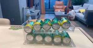 Hộp khay 2 tầng trong suốt đựng lon nước ngọt  bia trong tủ lạnh Hộp nhựa đựng thực phẩm