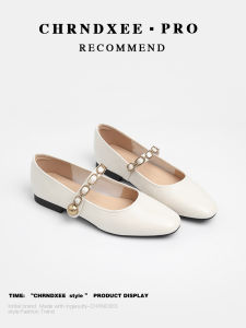 Retro Metal Strap Mary Jane Flat Bottom Shoes for Women Elegant round Toe Casual Slip-On Fashionable Alligator Leather