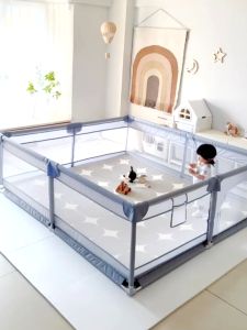 BOSC Baby Playpen for Babies and Toddlers 50 x 50 inch Kandang Bermain Bayi Dalam & Luar Ruangan Kandang Bermain Bayi yang Kokoh dan Aman dengan Jaring Lembut dan Bernapas Pagar Bayi