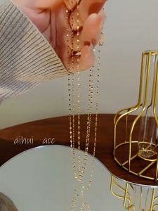 Kalung Titanium Premium Wanita Simple Elegant Polos Tanpa Liontin Lapis Emas 18K