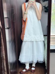 Váy Lưới Xếp Ly Màu Trắng Dày Cho Nữ Mùa Thu Mới Ngọt Ngào Thon Gọn Dài Vừa Phải Tulle Xếp Ly Lớn Váy Bánh