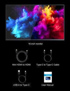 HOWENS 16 Inch 2K OLED Portable Gaming Monitor 120Hz 0.1ms 400Nit DCI-P3 Secondary Display For MacBook Phone PS5 Xbox Office