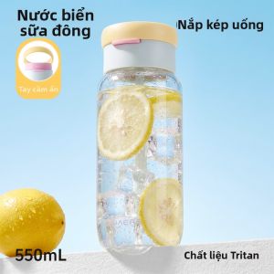 Haers | Bình Nước Cắm Ống Hút Tritan Xách Tay Dung Tích Lớn Phong Cách Thể Thao Mùa Hè Cho Nữ Sinh