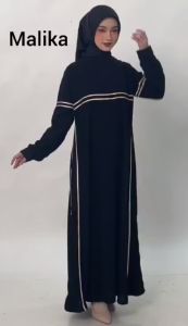 Abaya Gamis Eksklusif Branded Alkhatib Malika Jetblack Saudi Cantik Busana Syari Muslimah Trendy