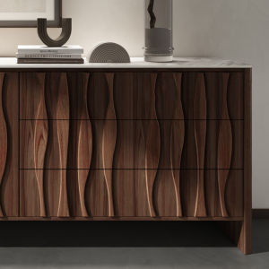 Huanhua Furniture Nordic Style Solid Wood Dining Cupboard Black Walnut Storage Cabinet Artistic Entryway Shoe Rack