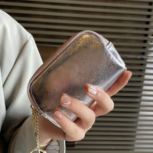 Genuine Leather Mini Wallet Womens Lipstick Storage Bag Large Capacity Coin Zipper Bag Three Layers Coin Purse Youth Fashion