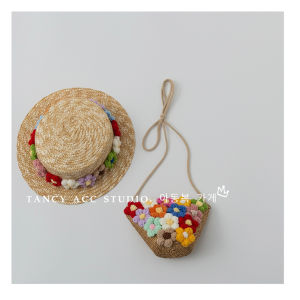 Mùa Hè Phong Cách Công Chúa Mũ Rơm Cho Bé Gái Họa Tiết Hoa Thiết Kế Tấm Che Nắng Đi Biển Mũ Trẻ Em Nữ Baby麦草帽洋气花朵