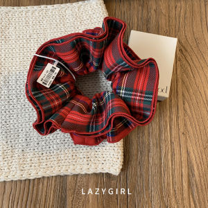 Red Plaid Hair Accessories Christmas Holiday Decorations Bun Headbands Lazy Girl Korean Style Fabric Hair Ties Autumn Winter