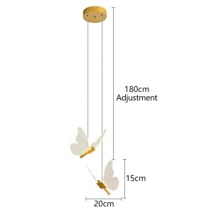 LED Modern 3-Head Butterfly Pendant Ceiling Light Bedhead Indoor Living Room Dining Room Kitchen Decorative Lighting