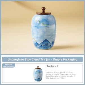 SHUANGYU | Blue Artistic Design Portable Tea Canister Moisture Proof and Sealed