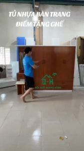 TỦ NHỰA ĐÀI LOAN 4 CÁNH KÈM BÀN TRANG ĐIỂM - TẶNG KÈM GHẾ