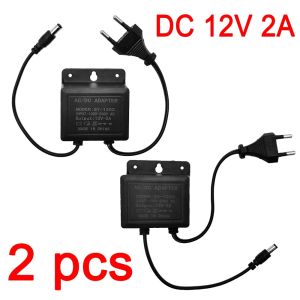 JIENUO | 2-Pack DC12V 2A Waterproof EU Plug Power Adapter for CCTV Camera For AHD DVR NVR – AC100-240V Input JIENUO