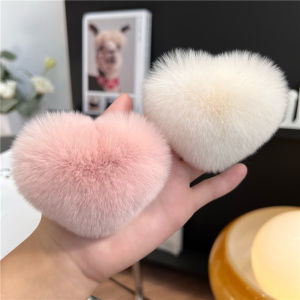 Adorable Rabbit Fur Hair Ties Heart Shaped Plush Ball Hair Accessories Korean Style Fashion Jewelry New And Unworn Hair Bands