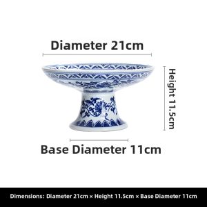 BOHUA | Chinese Blue and White Porcelain High Foot Snack Plate