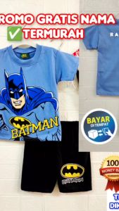 GRATIS NAMA SETELAN BATMAN & PIYAMA ANAK LAKI-LAKI