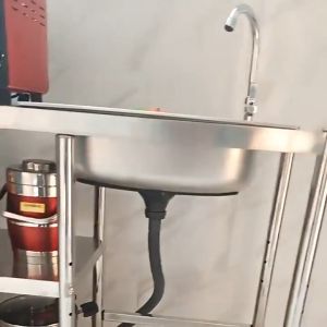 HEJI 2023 Sink Stainless For Kitchen Table Stainless Kitchen Table With Sink Kitchen Rack Stainless Thicken Sink Stainless Table For Kitchen Stainless Sink Kitchen Stainless Steel Sink Countertop Integrated