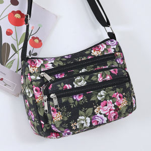 Large Capacity Canvas Shoulder Bag Oxford Cloth Printed Nylon Crossbody Bag for Middle-Aged And Elderly Women Moms Bag