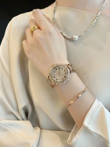 นาฬิกาข้อมือผู้หญิง MXXSEE ยี่ห้อ Top Ten แบบมีสายเดี่ยว เครื่องกล ประดับเพชร หน้าปัดวงแหวนแบบสแตนเลสสตีล ป้องกันแม่เหล็ก