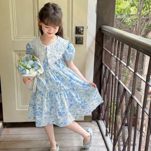 Unlimited X Kids Girls Floral Princess Dresses Square Neck High Waist Summer Dress