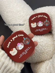 Have a Good Time ~ Wine Red Sense of Atmosphere Colored Contact Lenses Case Fall and Winter Myopic Contact Lens Couple Box Female