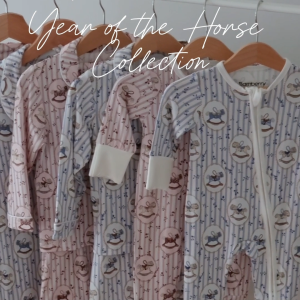 Bamberry Baby Zippered Romper - Pink Horse - Bamboo Fabric