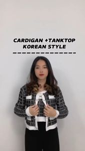 AJWShop [Zi] Cardigan Korean Set Tanktop Premium Import + Cardigan Premium Import Lengan Panjang High Quality Kekinian | Set Atasan Cardigan Premium  Import | Kardigan Set Tanktop Rajut Import Premium Mewah Elegan | One Set Setelan Cardigan dan Tanktop