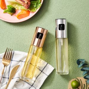 Kitchen Oil Sprayer Bottle Glass No Drip Fogging Press Modern Korean Style Storage Container for Cooking Utensils Oil Jug