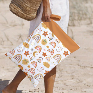 HappyFlute 1PC Portable Baby Diaper Bag Printed Waterproof Wet Dry Nappy Handbag Stroller Carry Pack Travel Wetbag With Pockets